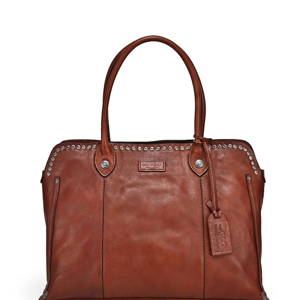 Old Trend Cognac Leather Satchel w/Pinstripe Interior. Comes With It’s Dustbag